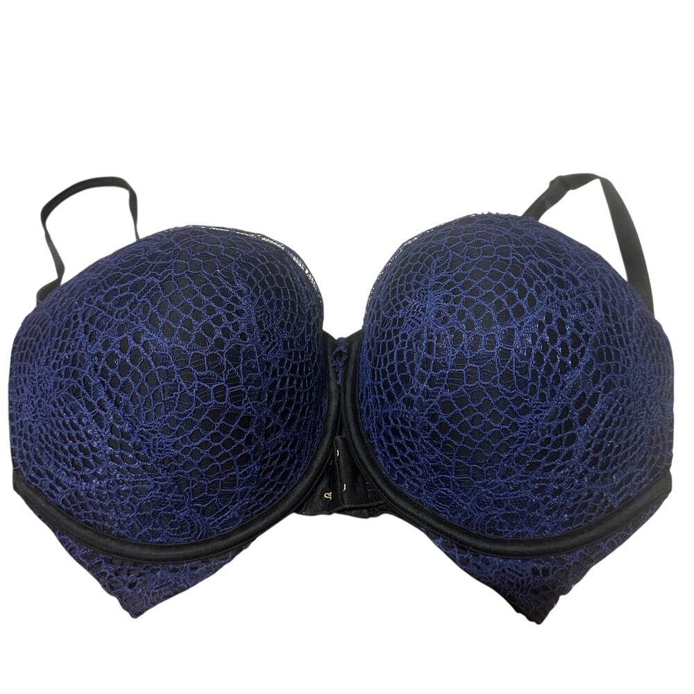 Victoria's Secret Very Sexy Push Up Bra 32DDD Blue Floral Lace Sexy Coquette